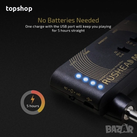 Нов Valeton Rushead Max USB зареждащ се преносим джобен усилвател за китара, бас, слушалки, преносим, снимка 4 - Ресийвъри, усилватели, смесителни пултове - 51615244