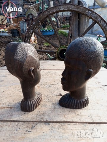 Африкански глави-дърворезби, снимка 4 - Статуетки - 43602712