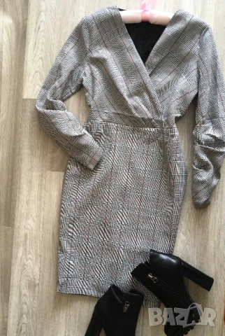 Разпродажба спешно! Нова рокля каре офис стил с подплата S, снимка 7 - Рокли - 52840816