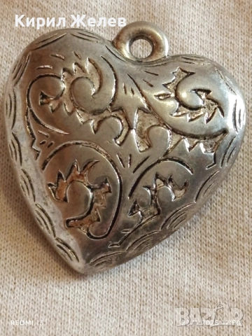 ПОСРЕБРЕН РОМАНТИЧЕН АЖУРЕН АРТ НУВО СТИЛ МЕДАЛЬОН СЪРЦЕ 19486, снимка 7 - Колиета, медальони, синджири - 52501717