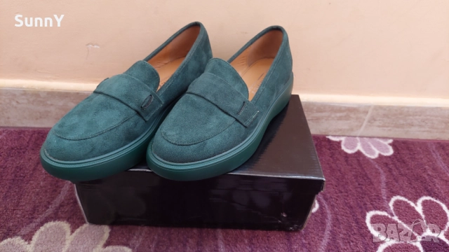 Зелени велурени мокасини, снимка 5 - Дамски ежедневни обувки - 52415912