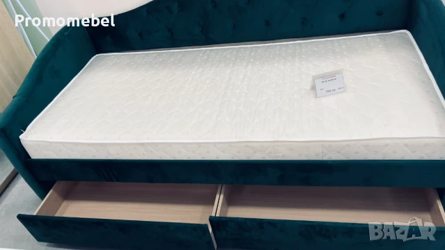 Единично тапицирано легло + матрак 90/200 см, снимка 2 - Спални и легла - 51270004