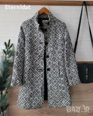 Палто черно и бяло вълна , снимка 11 - Палта, манта - 43199660