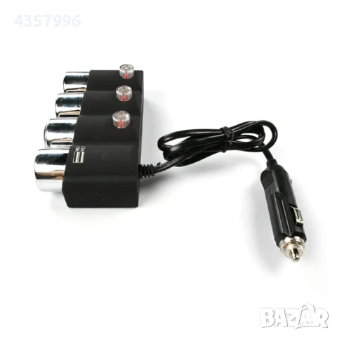 Разклонител за запалка с 3 гнезда и 2 USB, 1508