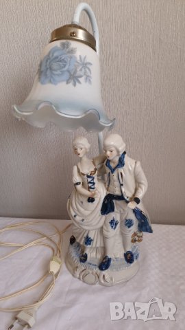 Старинна порцеланова лампа, викторианска двойка, снимка 7 - Други ценни предмети - 43602973