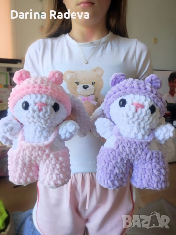 Амигуруми Зайче с гащеризон и шапка, снимка 3 - Други - 52309306