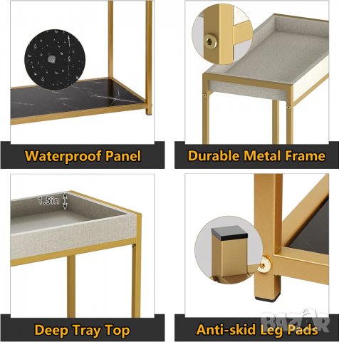 Мултифункционално шкафче / нощно шкафче / помощна масичка FJGS-ST03GR, снимка 5 - Шкафове - 39824703