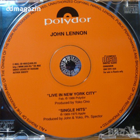 Компакт дискове CD John Lennon – Live In New York City / Single Hits, снимка 3 - CD дискове - 35250542