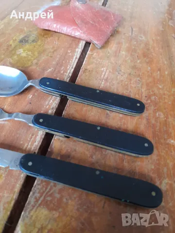 Стари сгъваеми вилица,лъжица и нож Rostfrei, снимка 5 - Други ценни предмети - 48079806