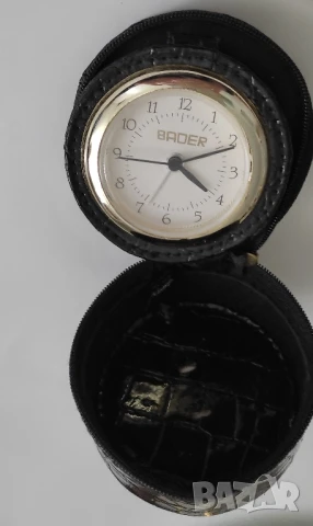 Ретро пътнически будилник " BADER"* Будилник в калъф* Работи 