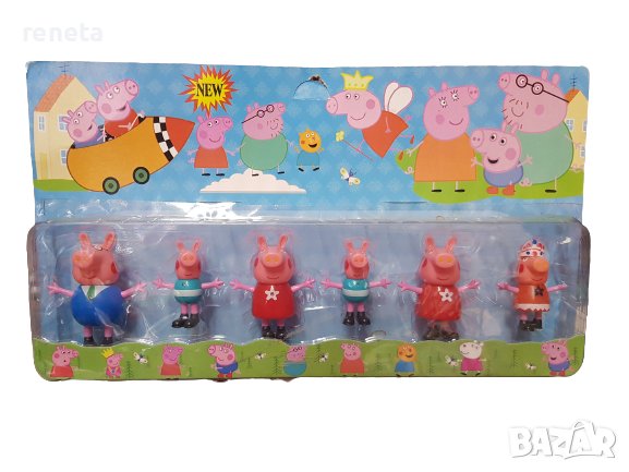 Фигурки Peppa Pig, Пластмасови, Комплект 6 фигурки, снимка 1 - Фигурки - 38578851