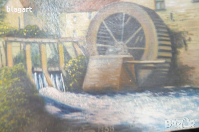 стара картина от 1938г."Старата воденица", снимка 5 - Картини - 26328217