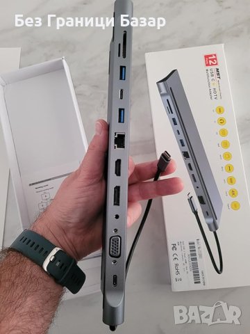 Нова 12-в-1 USB C Док Станция Хъб 3x Дисплей, Бърза Трансфер, Висока Съвместимост, снимка 8 - Друга електроника - 43425568