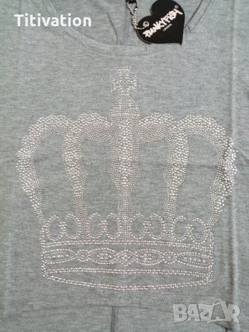 Сива тениска с корона, снимка 4 - Тениски - 28653236