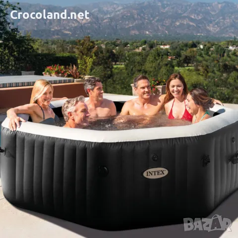 Надуваемо джакузи Intex PureSpa Bubble Deluxe, 4 места, 120 въздушни струи, тъмно сиво, снимка 5 - Басейни и аксесоари - 50084027
