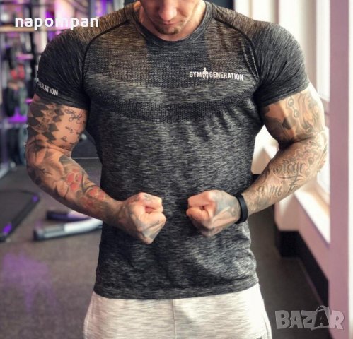 Мъжки маркови тениски за фитнес Gym Generation тъмно сива, снимка 2 - Тениски - 26522541