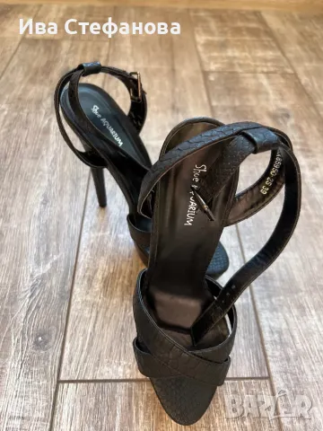 Нови секси елегантни сандали висок ток черни лека платформа номер 39, снимка 2 - Сандали - 47364779