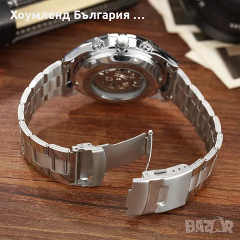 Механичен самонавиващ се мъжки часовник с Open Heart дизайн, снимка 10 - Друга електроника - 50272604