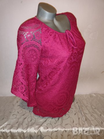 Розова дантелена блуза р-р М , снимка 7 - Ризи - 43915525