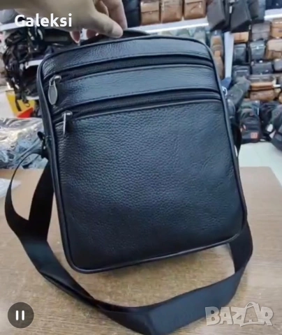 Мъжка универсална и голяма, работна кожена чанта /Черна естествена кожа!, снимка 5 - Чанти - 50096466