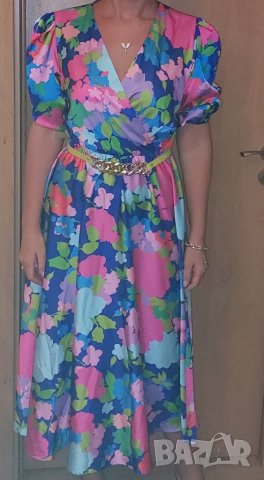 Сатенена нова рокля с колан, снимка 6 - Рокли - 37393620