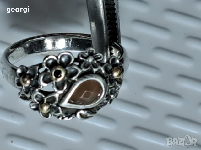 пръстен Pandora с лунен камък и злато , снимка 7 - Пръстени - 51160386