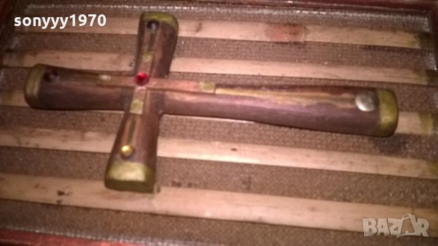 КРЪСТ В РАМКА-ДЪРВО/МЕД/КРИСТАЛИ-17Х11СМ, снимка 6 - Колекции - 27919868