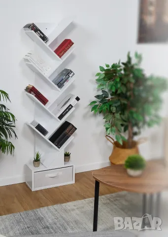 Рафт секция, библиотека дърво за книги 9 нива с чекмедже, избор на цвят