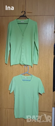 Комплект зелена жилетка и блузка , снимка 4 - Комплекти - 52556212