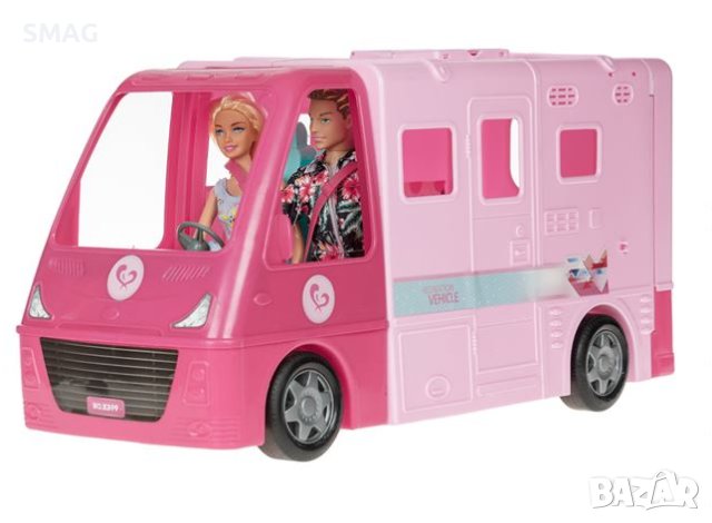 Розова каравана и велосипед с кукли, снимка 2 - Кукли - 43293387