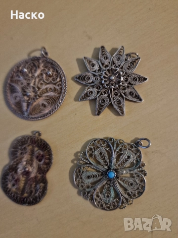 колие медальон висулка филиграм сребро 4 броя, снимка 10 - Колиета, медальони, синджири - 52002034
