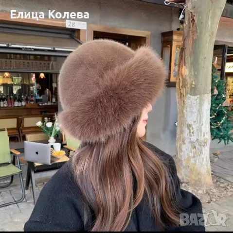 Пухена шапка в 3 цвята, снимка 4 - Шапки - 49654662