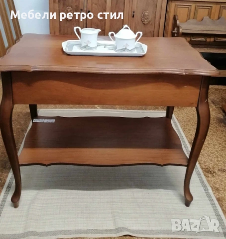 Антична дървена маса в  класически стил вдъхновен от епохата на '' Луи XV'. , снимка 5 - Маси - 53466145