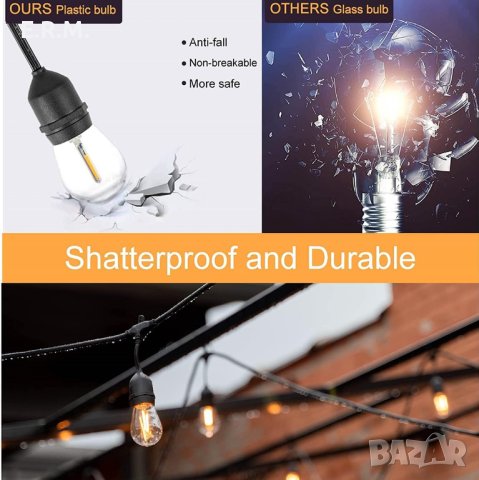 ZOTOYI Outdoor String Lights външни приказни LED светлини за декорация Сватба Парти , снимка 4 - Външни лампи - 43434023