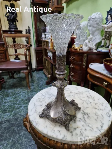 Антикварна колекционерска кристална  висока чаша бокал ваза ART Nouveau , снимка 5 - Антикварни и старинни предмети - 50023905
