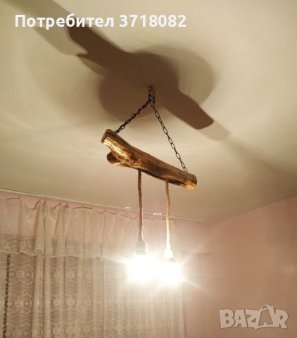 Полилей изработен от дърво, снимка 3 - Лампи за таван - 40577893