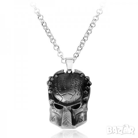 Хищника-The Predator-Колие-Медальон-Маска-Масивен-Едър, снимка 7 - Колиета, медальони, синджири - 23024021