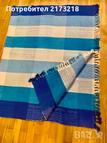 черга  - килим - синьо / бял цвят, снимка 2 - Килими - 52490965