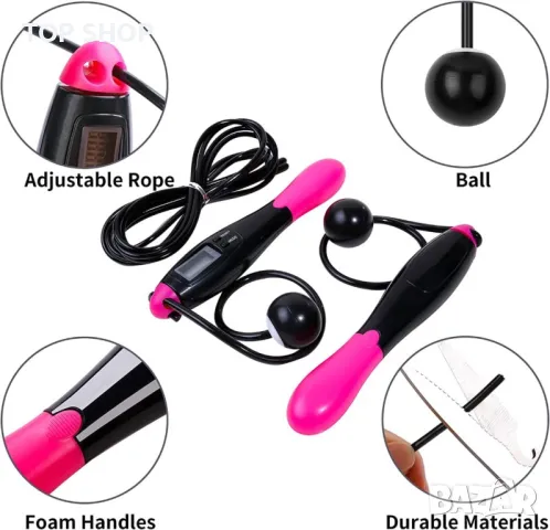 2 в 1 Безжично въже за скачане +Скоростно въже за скачане за тренировки,Регулируема дължина, снимка 4 - Фитнес уреди - 48510557