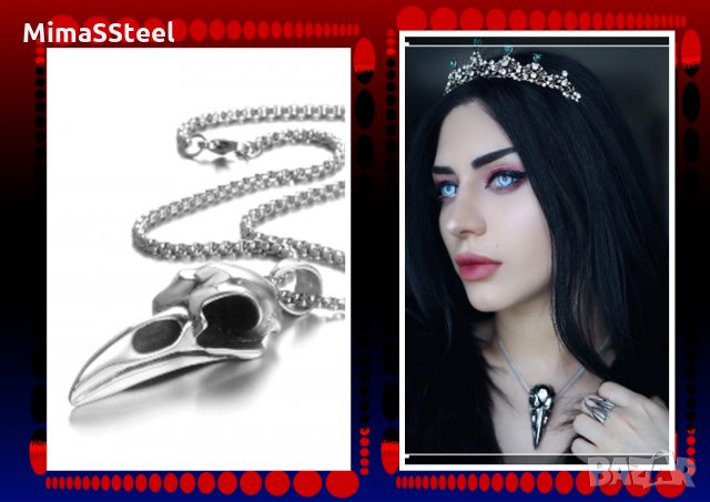 МАСИВНО Колие “Гарванът на Один” стомана S. Steel 316L, снимка 5 - Колиета, медальони, синджири - 27825048