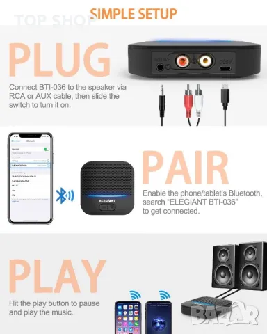 ELEGIANT Bluetooth 5.0 приемник 3D съраунд звук HiFi стерео