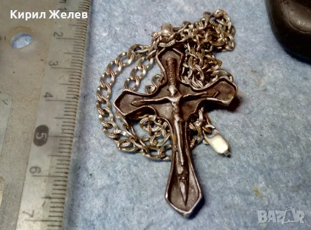 ГОЛЯМ СРЕБЪРЕН КРЪСТ ОКСИДИРАНО СРЕБРО ВИСОКА ПРОБА със СРЕБЪРНА ВЕРИЖКА СРЕБРО 925 АРТ КРЪСТ 40219, снимка 2 - Колиета, медальони, синджири - 49246402