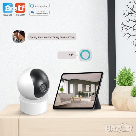 вътрешна WiFi охранителна камера,360° покритие,двупосочно аудио,проследяване на движение,T53A, снимка 4 - Камери - 43426108