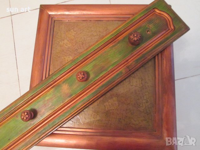 дървена арт закачалка зелена-80см, снимка 9 - Закачалки - 39470654