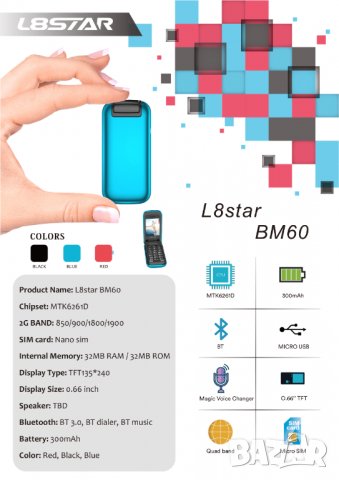 Мини телефон, Мобилен мини флип телефон, малък с капаче, промяна на глас BM60 гласов модулатор, снимка 8 - Други - 33099238