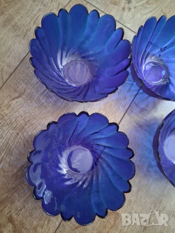 Синьо стъкло 4 бр. купучки, снимка 4 - Сервизи - 51236115