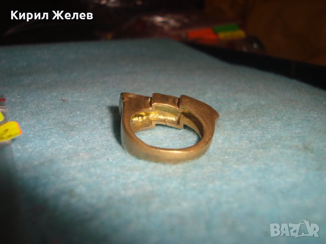 СТАР БРОНЗОВ ПРЪСТЕН - МЪЛНИЯ инкрустиран с ЧЕРЕН ОНИКС РЪЧНА МАЙСТОРСКА РЯДКА ИЗРАБОТКА УНИКАТ 7318, снимка 12 - Антикварни и старинни предмети - 34839583