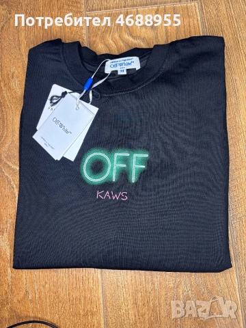 Мъжка, черна блуза OFF White с голяма щампа на гърба, снимка 3 - Блузи - 52865202