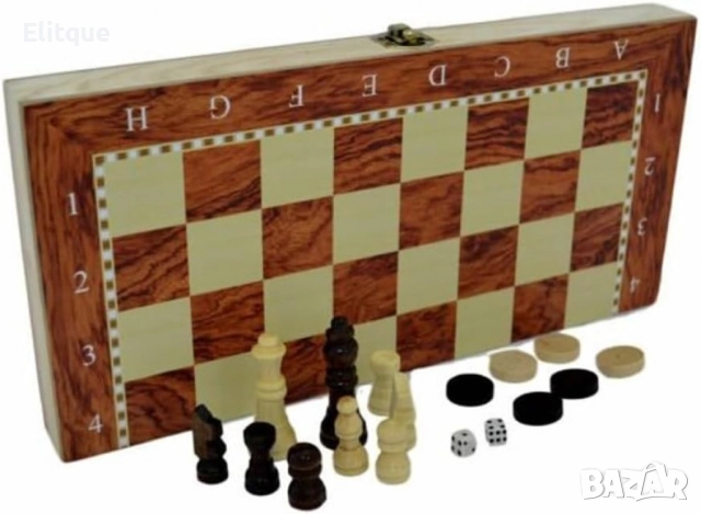 Голяма дървена шахматна дъска, снимка 2 - Образователни игри - 52745167