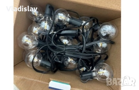 Външен LED гирлянда 15 LED G40 крушки 10м, снимка 2 - Лед осветление - 52020438